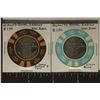 2-$1 PUERTO RICO CLAY CASINO CHIPS WITH METAL
