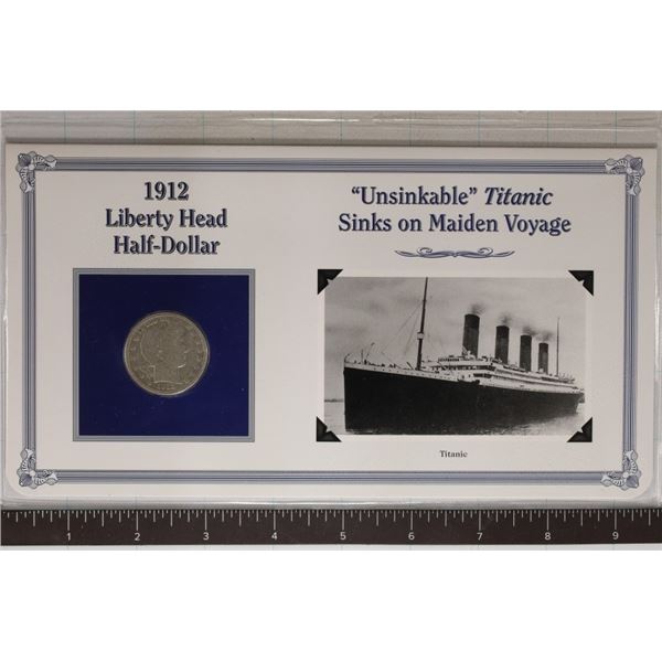 1912 SILVER BARBER HALF DOLLAR  UNSINKABLE 