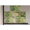 5 ISRAEL 1000 SHEKEL BANKNOTES: WRITTEN ON SOME