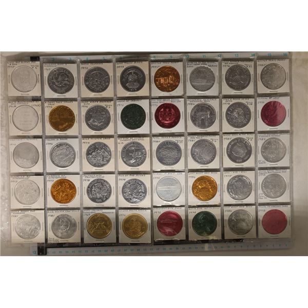 40 ASSORTED ALUMINUM MARDI GRAS TOKENS, DIFFERENT