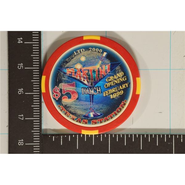 $5 MARTINI RANCH TEXAS STATION CASINO CHIP 1999