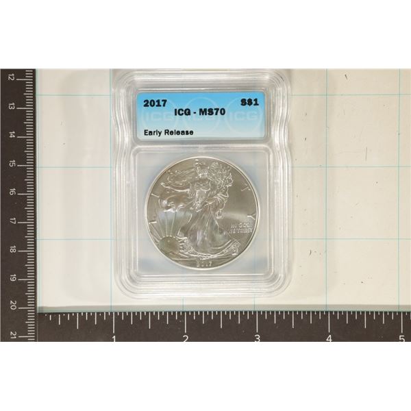 2017 AMERICAN SILVER EAGLE ICG MS70 1 OZ. SILVER