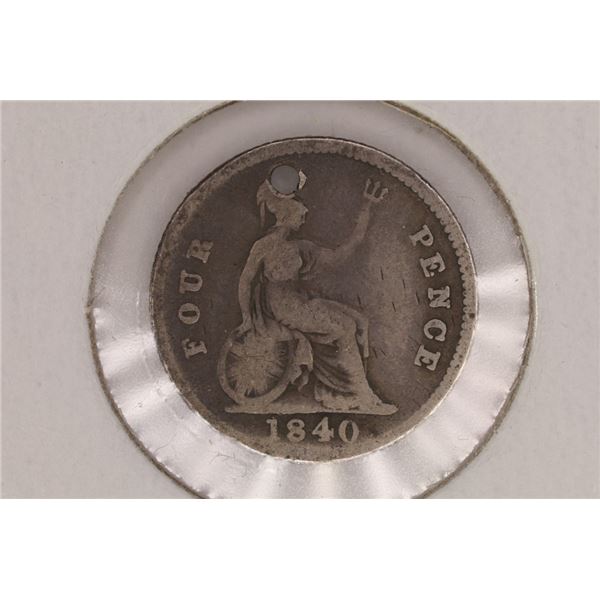 1840 SILVER 4 PENCE OR GROAT WITH QUEEN VICTORIA