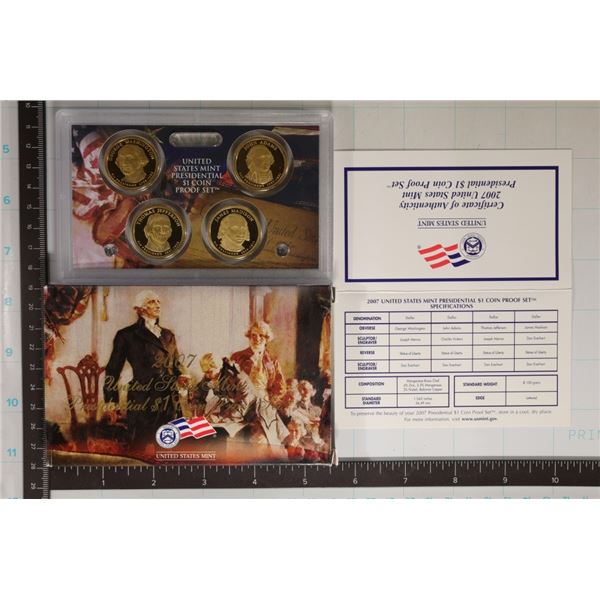 2007 US PRESIDENTIAL DOLLAR 4 COIN PF SET IN BOX