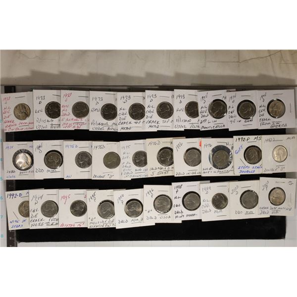 30 MINOR ERROR JEFFERSON NICKELS 1973-2003