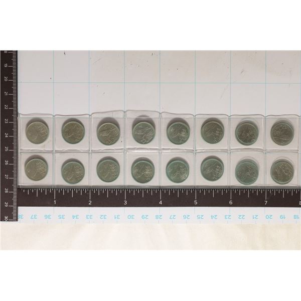 16-NORWAY 25 ORE COINS: 1958-1973 COMPLETE RUN