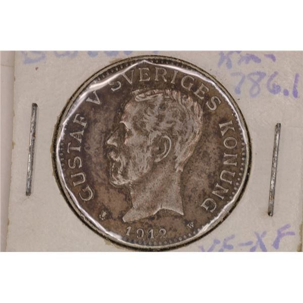 1912 SWEDEN SILVER 1 KRONA .1929 OZ. ASW