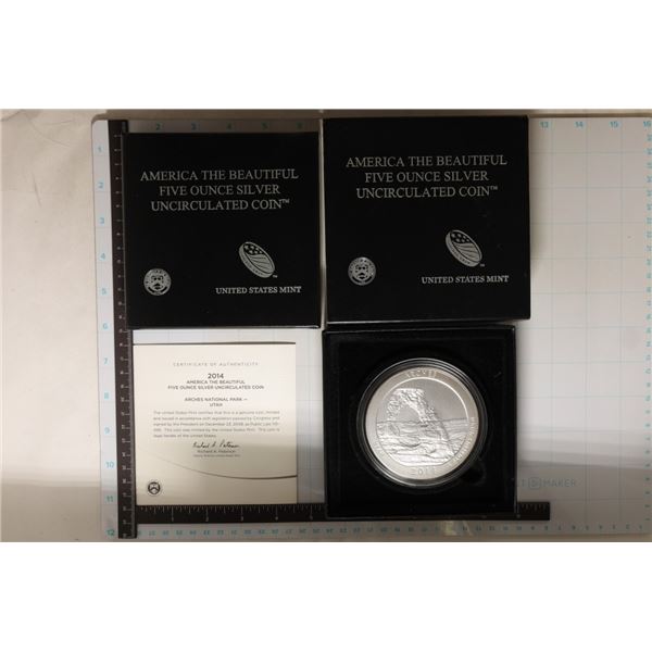 2014-P SILVER 5 OZ. AMERICA THE BEAUTIFUL ROUND