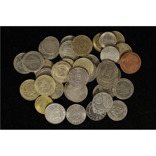 40 ASSORTED METAL CASINO & CRUISE SHIP TOKENS