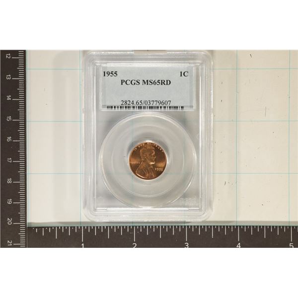1955 LINCOLN WHEAT CENT PCGS MS65RD
