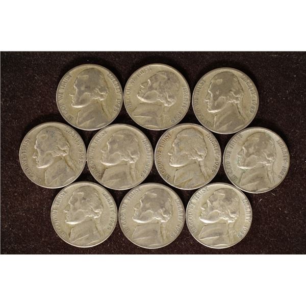 10-1945-S 35% SILVER JEFFERSON WAR NICKELS .563