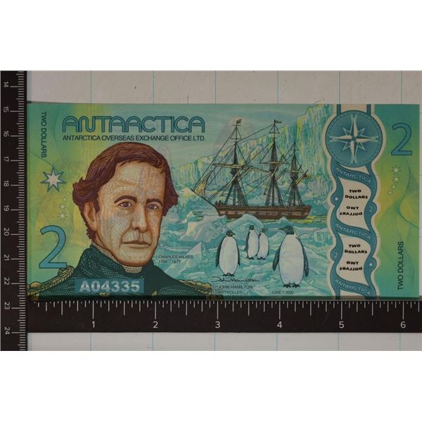 2020 ANTARCTICA $2 POLYMER CRISP UNC COLORIZED