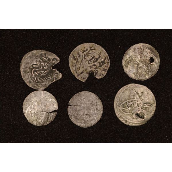 6 SILVER DIME SIZED OTTOMAN EMPIRE PARA COINS: