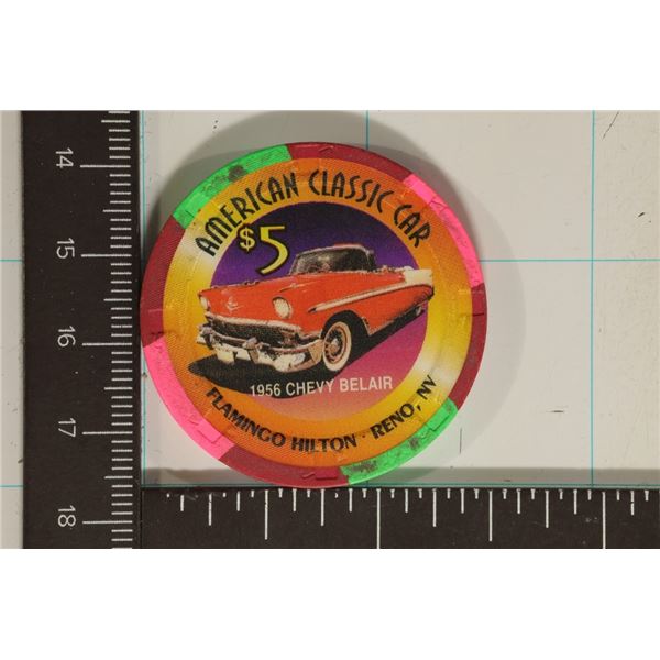$5 FLAMINGO HILTON CASINO CHIP 1996 (1956 CHEVY