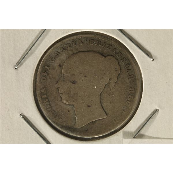 1858 GREAT BRITAIN SILVER 1 SHILLING .1682