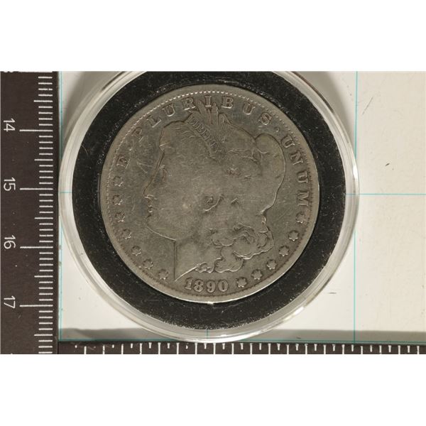 1890-O MORGAN SILVER DOLLAR IN HARD PLASTIC