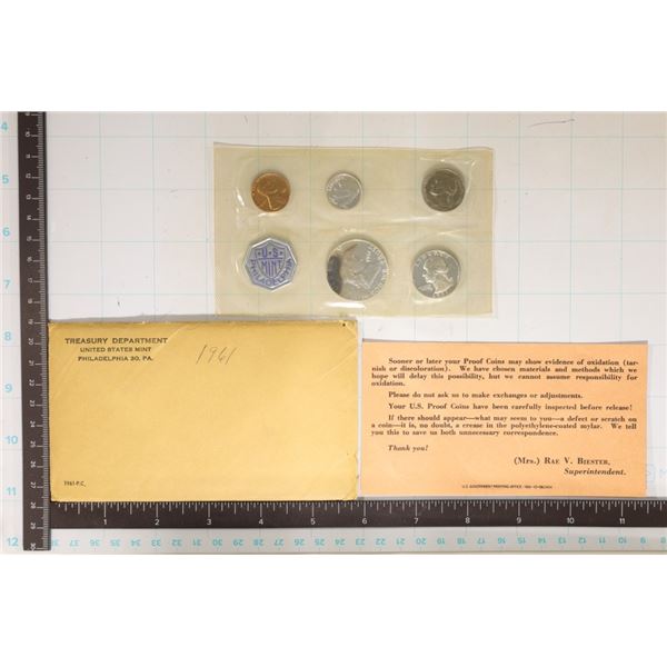 1961 US SILVER PROOF SET (WITH ENVELOPE) SOME