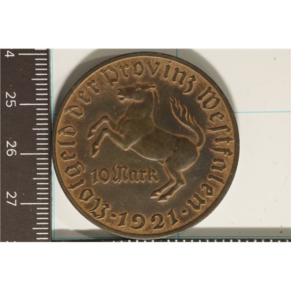 1921 PRUSSIA 10 MARK PROVINCE OF WESTPHALIA