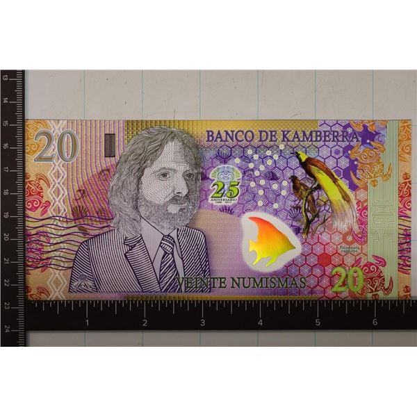 2013 BANK OF KAMBERRA 20 NUMISMAS POLYMER CRISP
