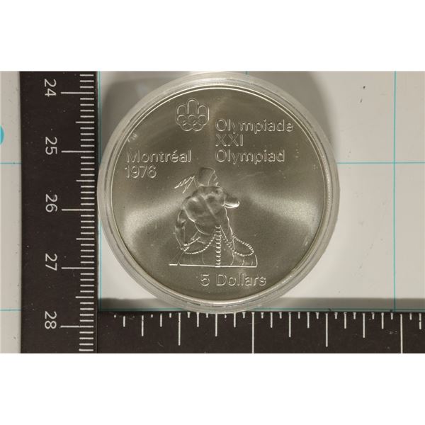 1974 CANADA UNC SILVER $5 MONTREAL OLYMPIC COIN