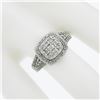 Image 5 : Solid 10k White Gold 0.50 ctw Pave Set Round Cut Diamond Milgrain Detailed Ring