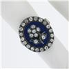Image 3 : Antique Georgian Gold & Silver Oval Blue Enamel Old Cut Diamond Flower Halo Ring