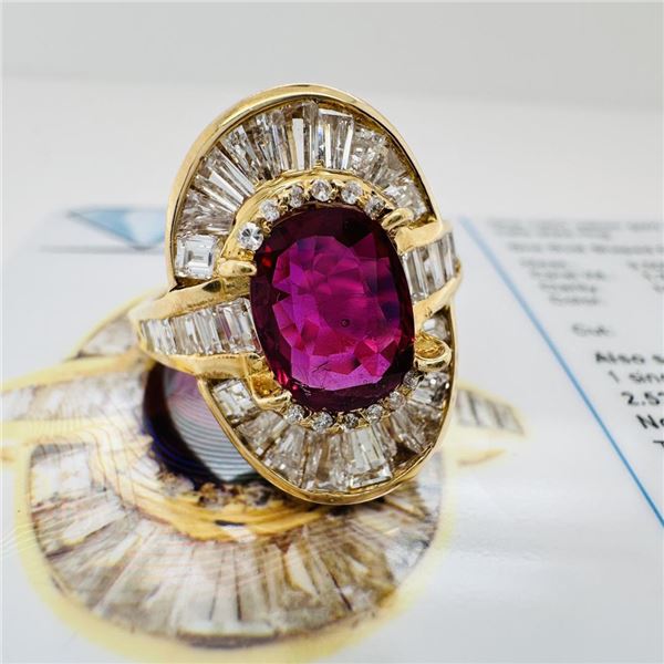 1.72 ctw Ruby and 2.52 ctw Diamond 14K Yellow Gold Halo Style Ring