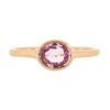 Image 4 : NEW 14k Rose Gold 1.29 ctw GIA Oval Orangy Pink Sapphire Bezel Solitaire Ring