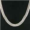 Image 2 : 3 Strand 4-4.5mm Cultured Pearl Necklace w/ 14k Yellow Gold Wide Filigree Clasp