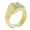 Image 1 : Men's 14k Yellow Gold Flush Set Cubic Zircon Rectangular Ribbed Line Signet Ring