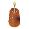 Image 2 : Vintage 33.4x18.1mm Carved Orange Brown Jade Charm Pendant w/ 14K Gold Bail