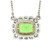 Image 9 : NEW Plat. 18k Gold GIA Cushion Tsavorite Solitaire Diamond Halo Pendant Necklace