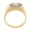 Image 9 : Men's Ribbed 14K Gold 1.91 ctw GIA Princess Cut Diamond Solitaire & Halo Ring