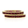 Image 6 : Pair of 18k Gold Channel GIA Vivid Red Burma Ruby Eternity Stack Band Guard Ring