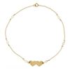 14k Yellow Gold 9" Dual Heart w/ Pearl Station Cable Link Ankle Bracelet Anklet