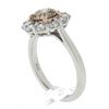 Image 1 : New Platinum & 14k Gold GIA Fancy Brown Diamond Flower Halo Cluster Ring
