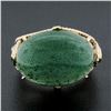 Image 2 : Vintage 14K Gold Oval Cabochon Cut Green Stone Twisted Wire Open Work Band Ring
