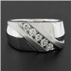 Image 7 : Men's 10k White Gold 0.40 ctw Channel Set Diamond Dual Finish Wide Band Ring