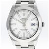 Image 1 : Rolex Mens Stainless Steel White Index Smooth Bezel Oyster Band Datejust Wristwa