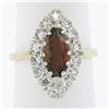 Image 9 : Vintage 14k Gold 1.57 ctw Marquise Garnet & Old Single Diamond Halo Cocktail Rin