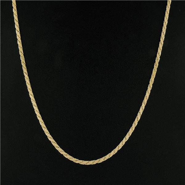 Italian Solid 14K Yellow Gold 17" 3.2mm Flat Polished Rope Link Chain Necklace