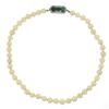 Image 5 : Vintage 17.5" Cultured Pearl Strand Necklace w/ 18k Gold Emerald & Diamond Clasp
