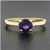 Image 2 : NEW 14K Yellow Gold 1.03 ctw Round Prong Amethyst Petite Classic Solitaire Ring
