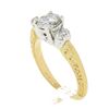 Image 8 : 14K TT Gold Prong Round Brilliant Moissanite 3 Stone Scroll Work Engagement Ring