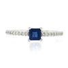 Image 5 : NEW 14K White Gold 0.63 ctw Square Step Cut Sapphire Solitaire & Diamond Ring