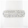 Vintage Platinum 1.0 ctw Dual Row Fishtail Pave Diamond Stack Wedding Band Ring