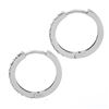 Image 2 : NEW Classic 14k White Gold 0.32 ctw Diamond 16.6mm Snap Huggie Hoop Earrings
