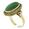 Image 1 : Vintage 18k Gold Oval Cabochon Jade Solitaire Twisted Wire Halo Cocktail Ring