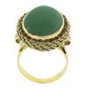Image 2 : Vintage 18k Gold Oval Cabochon Jade Solitaire Twisted Wire Halo Cocktail Ring
