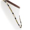 Image 5 : Vintage 18k Gold 4.8mm Pearl & Blue Enamel Bead on Textured Wheat Chain Necklace